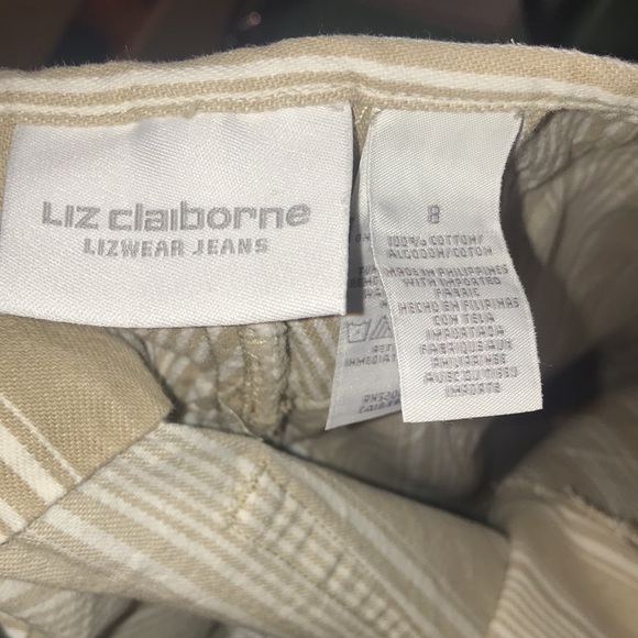 Like NEW Studio Michaela Lizwear Liz Claiborne. Jeans white tan stripped Capri 8 - Picture 11 of 12